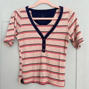 Free People We the Free Raleigh Tee Small Baseball Top